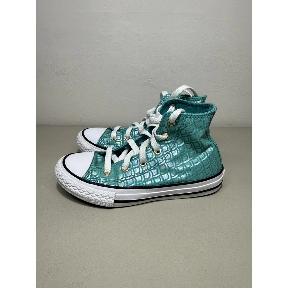 Youth Girls Converse Chuck Taylor All Star Aqua Mermaid High-Top Sneakers Sz 13